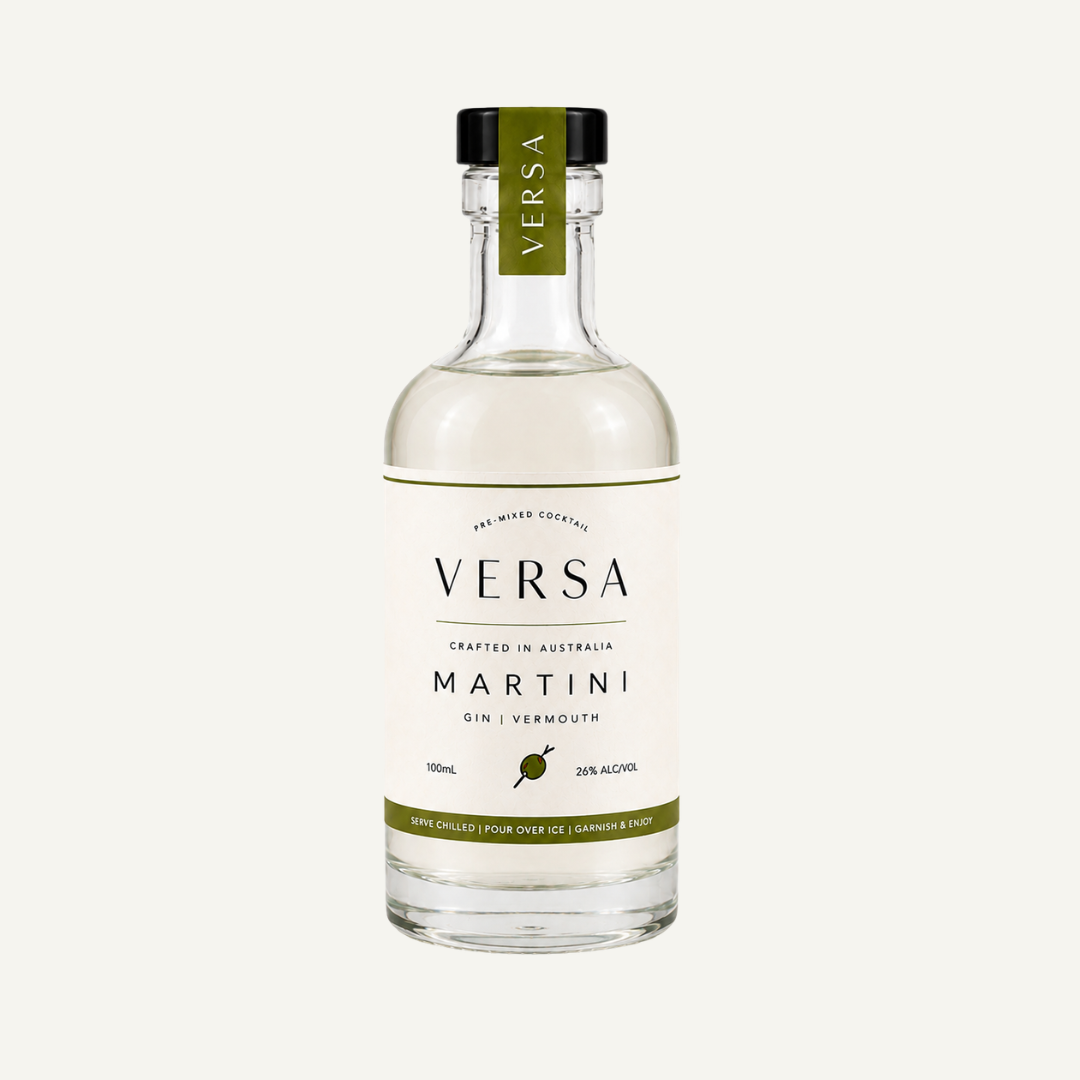 Versa Martini wedding favour bottle on a white background