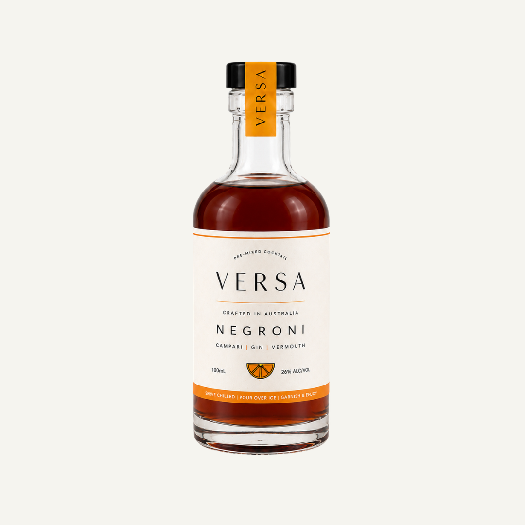 Versa Negroni cocktail wedding favour bottle on a white background